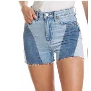NWT Blank NYC The Reeve High Rise Ribcage Colorblock Denim Shorts Size 24